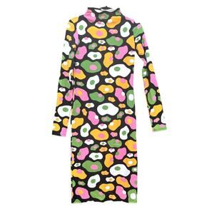 Nooworks | NWOT Olive Egg Psychedelic Print Mock Neck Midi Dress Size XS